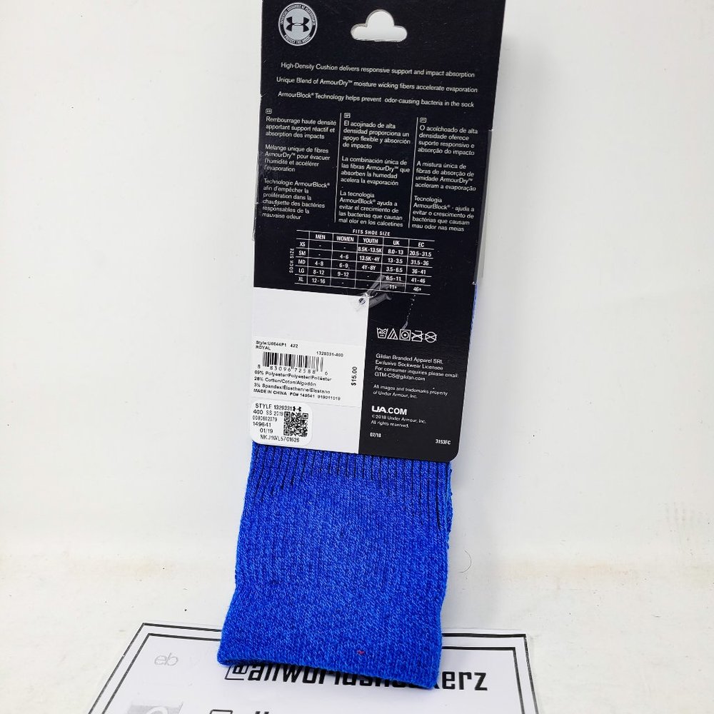 Under Armour Training Socks Blue Athletic Football 1329331-400 Soccer Futbol S - Picture 3 of 11